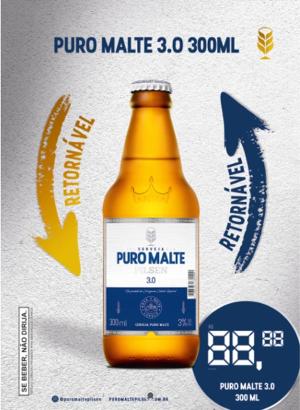 Cartaz Puro Malte 3.0 300 Ml Com Precificador - A3 420x297      Pacote com 100 Cartazes