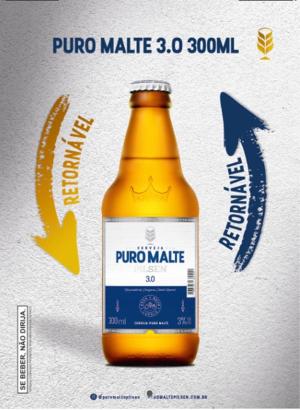 Cartaz Puro Malte 3.0 300 Ml Sem Precificador - A3 420x297      Pacote com 100 Cartazes