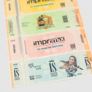 Ingresso de segurança hiper Papel moeda com Holografia 210x75mm 4x0cor Impressão colorida somente na frente.   